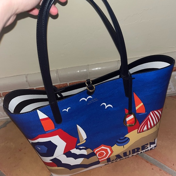 Ralph Lauren Beach Print Faux Leather Large Purse with Small Wallet Bag - Picture 9 of 9